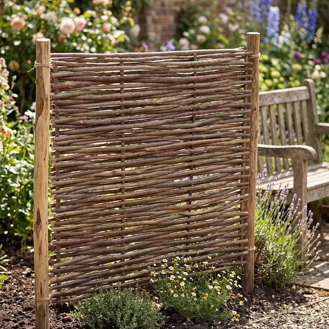 Handmade Capped Hazel Hurdle Panels | Natural Fencing
